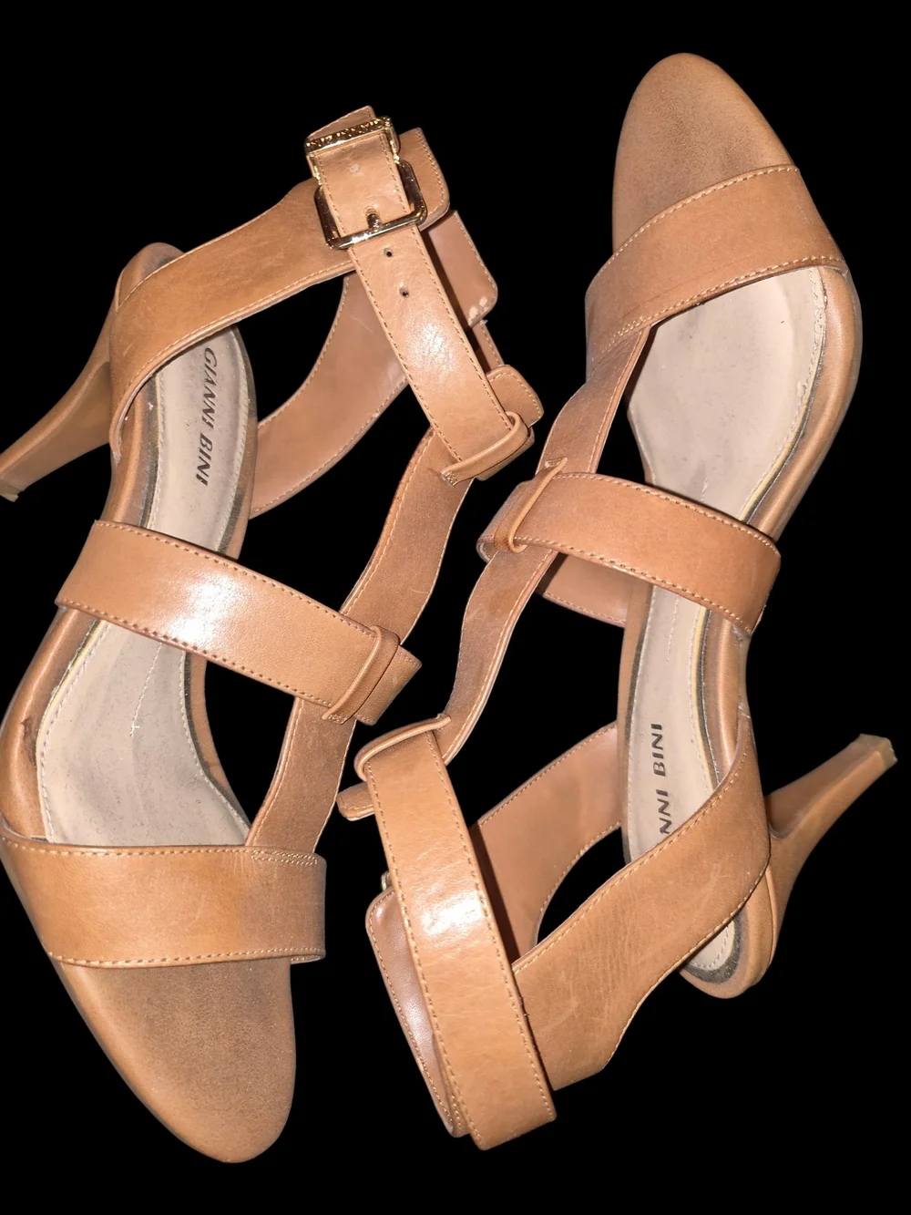 Gianni Bini Tan Strappy Mid-Heel Sandals